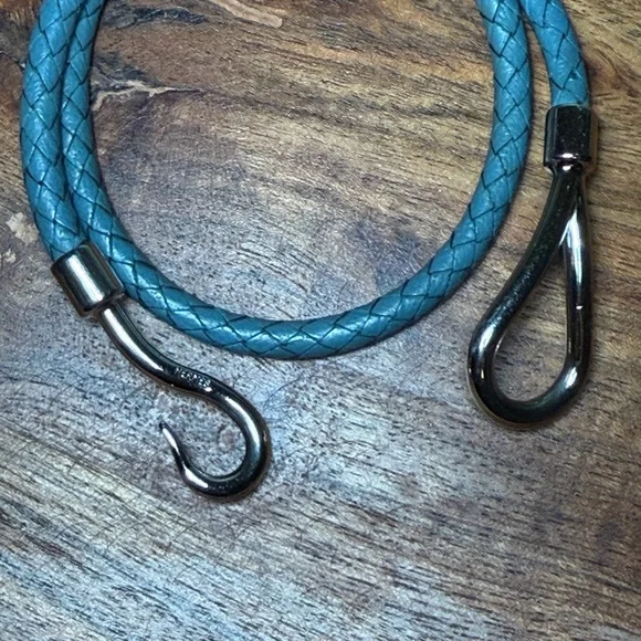 HERMES Jumbo H BRACELET doble wrap with turquoise leather. - Picture 6 of 8